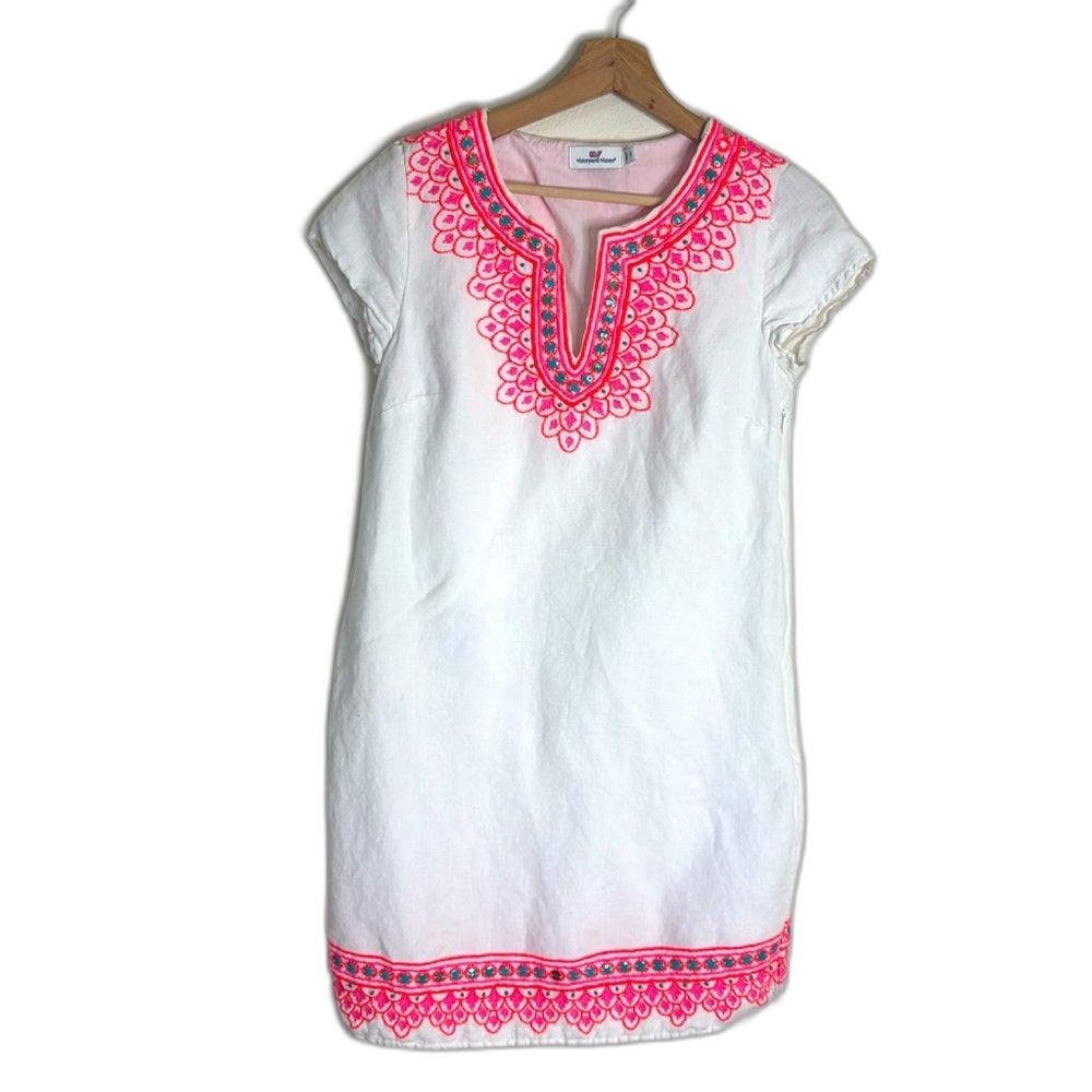 Vineyard vines ladies Island Embroidered Tunic Dress linen cotton size 2
